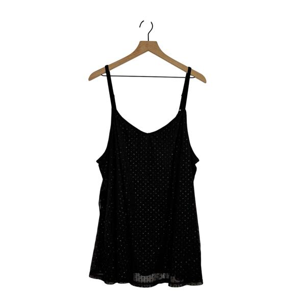 Torrid Cami Tank Top Size 3 Black V-Neck Mesh Shimmer Polka Dot Whimsygoth - Picture 1 of 8
